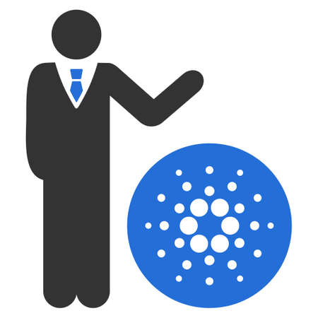 Businessman Show Cardano flat vector pictograph. An isolated icon on a white background.のイラスト素材