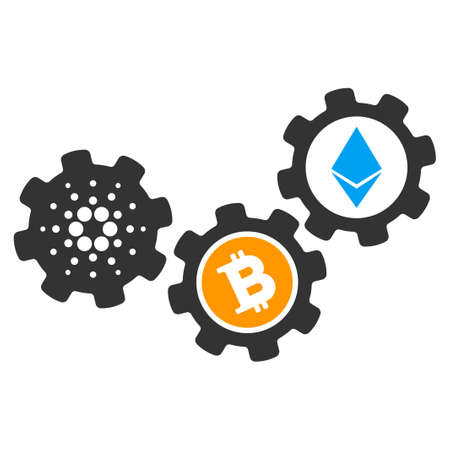 Cardano Cryptocurrency Mechanism flat vector pictograph. An isolated icon on a white background.のイラスト素材
