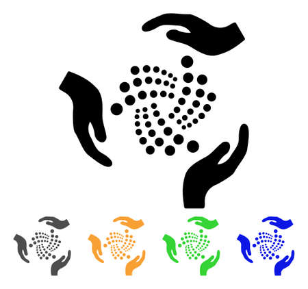 Iota Care Hands icon. Vector illustration style is a flat iconic iota care hands black symbol with grey, yellow, green, blue color variants. Designed for web and software interfaces.のイラスト素材