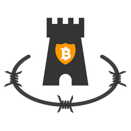 Bitcoin Bastion flat raster pictograph. An isolated icon on a white background.の写真素材