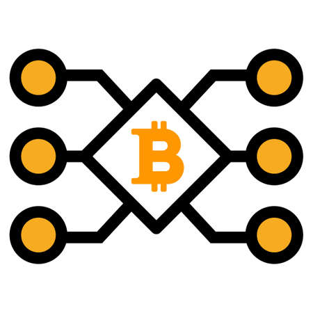 Bitcoin Pool Nodes flat raster illustration. An isolated icon on a white background.の写真素材