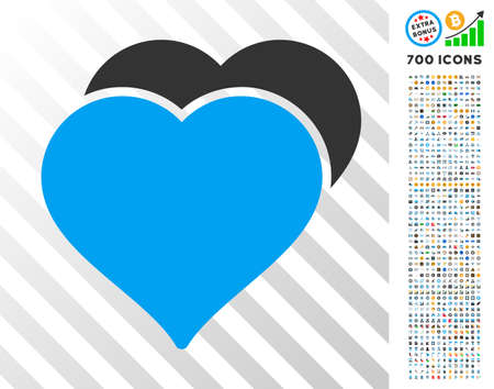 Love icon with 700 bonus bitcoin mining and blockchain pictographs.のイラスト素材