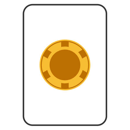 Casino Chip playing card pictograph. Vector style is a flat symbol of casino chip on a gambling card.のイラスト素材