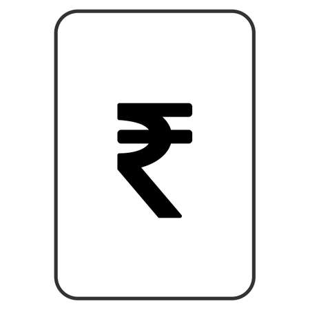 Indian Rupee playing card pictograph. Vector style is a flat symbol of indian rupee on a gambling card.のイラスト素材