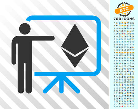 Ethereum Lecture Board pictograph with 7 hundred bonus bitcoin mining and blockchain symbols. Vector illustration style is flat iconic symbols design for crypto-currency websites.のイラスト素材