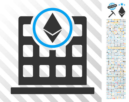 Ethereum Office pictograph with 7 hundred bonus bitcoin mining and blockchain symbols. Vector illustration style is flat iconic symbols design for cryptocurrency websites.のイラスト素材