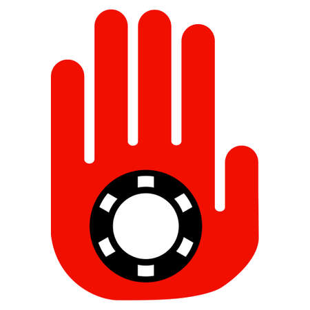 Stop Gambling Hand vector icon. Style is flat graphic symbol.のイラスト素材
