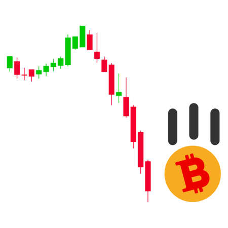 Bitcoin Fall Down vector icon. Style is flat graphic symbol.のイラスト素材