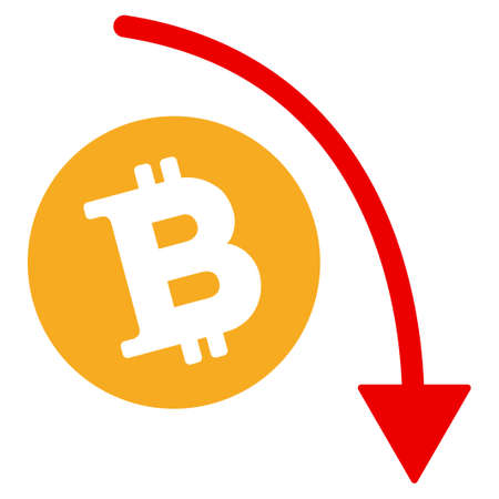 Bitcoin Fall Down Trend vector icon. Style is flat graphic symbol.のイラスト素材