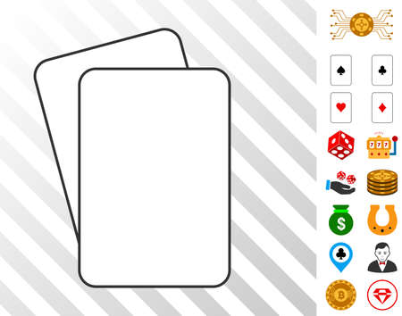 Blank Playing Cards icon with bonus casino icons. Vector illustration style is flat iconic symbols. Designed for gambling websites.のイラスト素材
