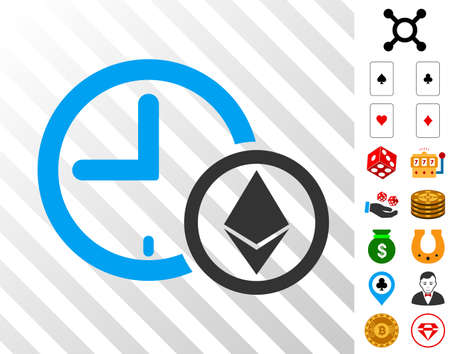 Ethereum Credit Clock icon with bonus gambling clip art. Vector illustration style is flat iconic symbols. Designed for gambling ui.のイラスト素材