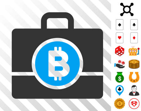 Bitcoin Case pictograph with bonus gamble clip art. Vector illustration style is flat iconic symbols. Designed for gamble apps.のイラスト素材
