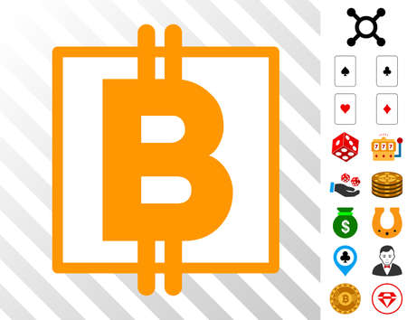 Bitcoin Symbol icon with bonus gambling graphic icons. Vector illustration style is flat iconic symbols. Designed for gambling gui.のイラスト素材