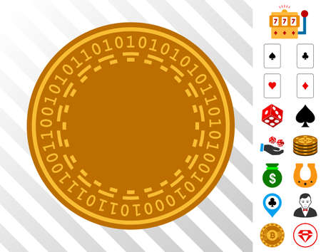 Digital Coin pictograph with bonus gambling icons. Vector illustration style is flat iconic symbols. Designed for gamble software.のイラスト素材