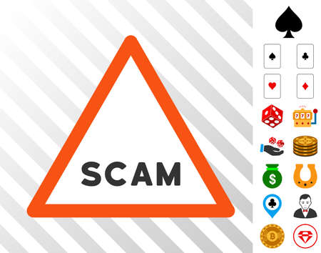 Scam Warning icon with bonus gambling clip art. Vector illustration style is flat iconic symbols. Designed for gambling apps.のイラスト素材