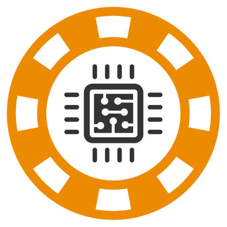 Cpu Casino Chip flat vector icon. An isolated icon on a white background.のイラスト素材