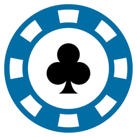 Clubs Casino Chip flat vector illustration. An isolated icon on a white background.のイラスト素材