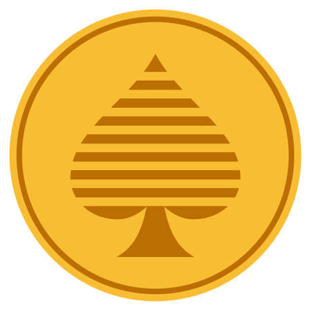 Peaks Suit gold coin icon. Vector style is a golden yellow flat coin symbol.のイラスト素材