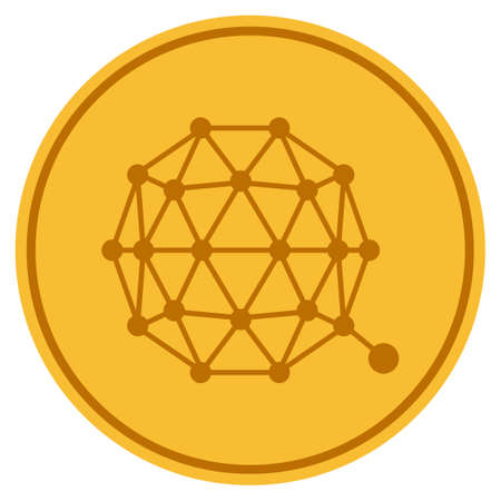 Qtum Currency gold coin icon. Vector style is a golden yellow flat coin symbol.のイラスト素材
