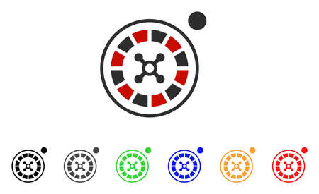 Roulette icon. Vector illustration style is a flat iconic roulette symbol with gray, yellow, green, blue, red, black color variants. Designed for web and software interfaces.のイラスト素材