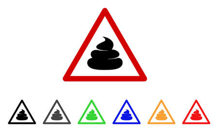 Poop Warning icon. Vector illustration style is a flat iconic Poop warning symbol with grey, yellow, green, blue, red, black color versions. Designed for web and software interfaces.のイラスト素材