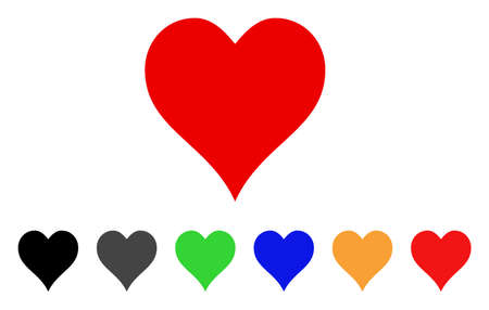 Hearts Suit icon. Vector illustration style is a flat iconic hearts suit symbol with grey, yellow, green, blue, red, black color variants. Designed for web and software interfaces.のイラスト素材