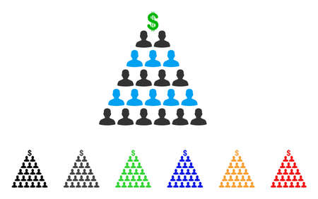 Ponzi Pyramid Scheme icon. Vector illustration style is a flat iconic ponzi pyramid scheme symbol with gray, yellow, green, blue, red, black color versions. Designed for web and software interfaces.のイラスト素材