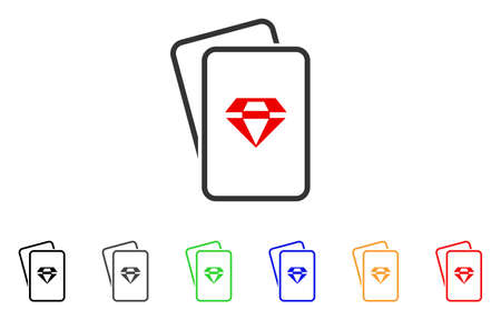 Ruby Gambling Cards icon. Vector illustration style is a flat iconic ruby gambling cards symbol with gray, yellow, green, blue, red, black color variants. Designed for web and software interfaces.のイラスト素材
