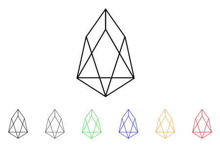 Eos Currency icon. Vector illustration style is a flat iconic eos currency symbol with gray, yellow, green, blue, red, black color versions. Designed for web and software interfaces.のイラスト素材