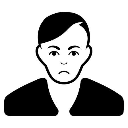 Sadly Guy vector icon. Style is flat graphic black symbol with problem feeling.のイラスト素材