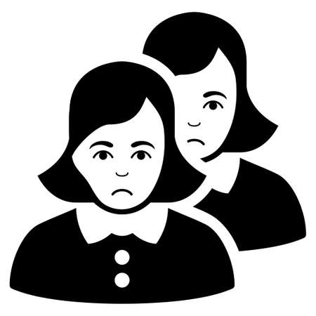 Sad Women vector pictograph. Style is flat graphic black symbol with problem sentiment.のイラスト素材