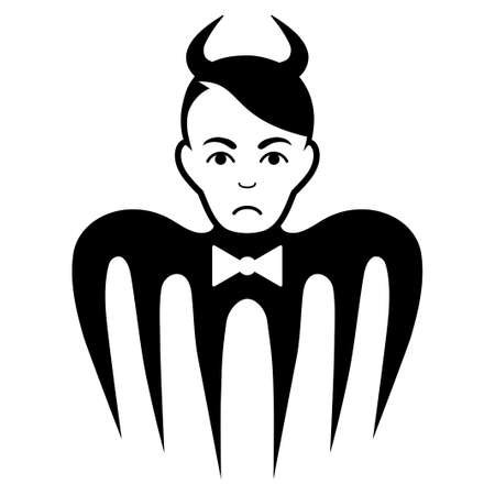 Pitiful Devil Spectre vector pictograph. Style is flat graphic black symbol with problem emotions.のイラスト素材