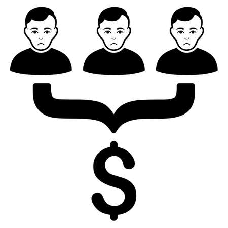 Unhappy Sales Funnel Customers vector pictogram. Style is flat graphic black symbol with sad emotions.のイラスト素材