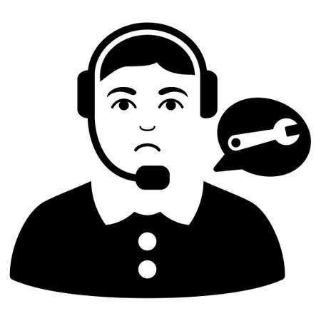 Sad Service Center Lady vector pictogram. Style is flat graphic black symbol with unhappy feeling.のイラスト素材