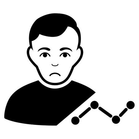 Sadly User Chart vector pictograph. Style is flat graphic black symbol with grief expression.のイラスト素材