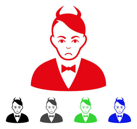 Dolor Devil vector icon. Vector illustration style is a flat iconic devil symbol with grey, black, blue, red, green color versions. Face has sadly mood.のイラスト素材