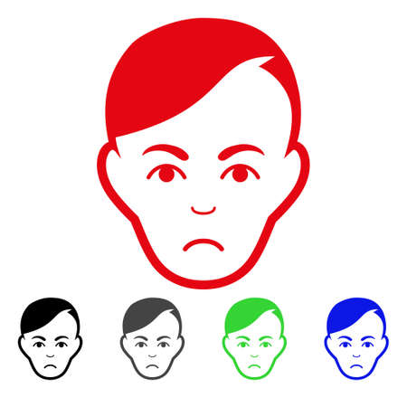 Pitiful Human Head vector pictograph. Vector illustration style is a flat iconic human head symbol with gray, black, blue, red, green color variants. Face has grief mood.のイラスト素材