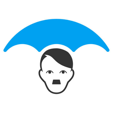 January 28, 2018: a vector illustration of User Umbrella. Flat bicolor blue and gray icon symbol. Pictogram is isolated on a white background.のイラスト素材