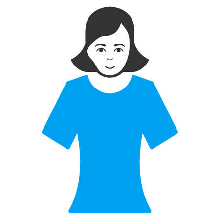 Female raster pictogram. Style is flat graphic bicolor symbol, blue and gray colors, white background.の写真素材
