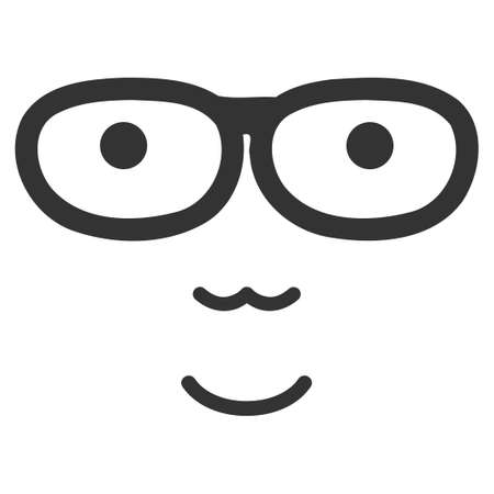 Nerd Face vector icon. Style is flat graphic symbol, gray color, white background.のイラスト素材