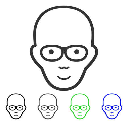 Happiness Bald Head vector pictogram. Vector illustration style is a flat iconic bald head symbol with gray, black, blue, green color versions. Human face has enjoy sentiment.のイラスト素材