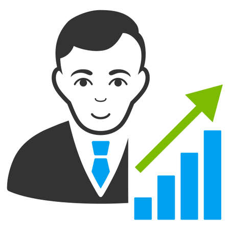 Stock Trader vector flat icon. Person face has glad emotion.のイラスト素材