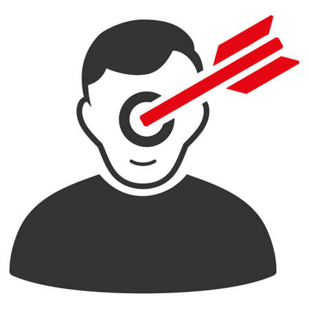 Target Man vector flat pictogram. Human face has joy sentiment.のイラスト素材