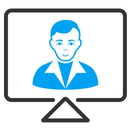 Video Contact vector icon. Flat bi color pictograph designed with blue and gray.のイラスト素材