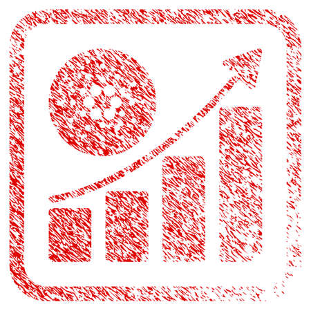Cardano Grow Up Chart rubber seal stamp imitation. Icon vector symbol with grunge design and dust texture inside rounded squared frame. Scratched red emblem.のイラスト素材