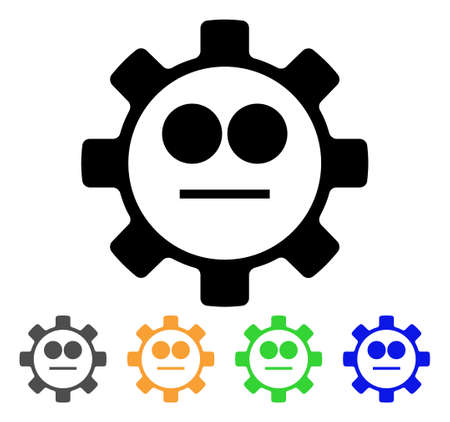Gear Neutral Smiley icon. Vector illustration style is a flat iconic gear neutral smiley black symbol with grey, yellow, green, blue color variants. Designed for web and software interfaces.のイラスト素材