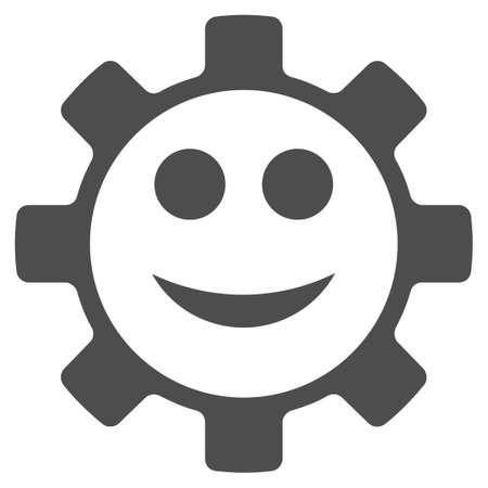 Gear Smile Smiley vector pictogram. Style is flat graphic grey symbol.のイラスト素材