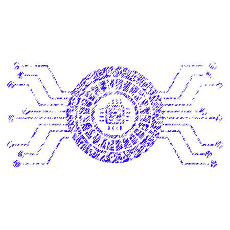 Grunge Digital Casino Circuit rubber seal stamp watermark. Icon symbol with grunge design and dust texture. Unclean vector blue sticker.のイラスト素材