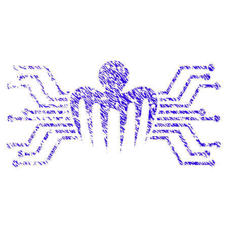 Grunge Electronic Circuit Spectre rubber seal stamp watermark. Icon symbol with grunge design and scratched texture. Unclean vector blue emblem.のイラスト素材