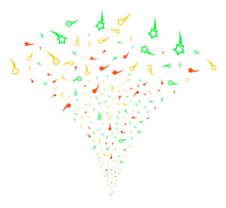 Confetti Stars festive fountain. Vector illustration style is flat iconic symbols. Object fountain done from random design elements as confetti stars fireworks.のイラスト素材